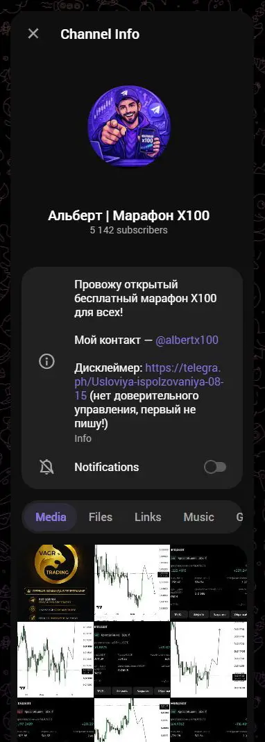 Профиль Telegram-канала Альберт Марафон Х100