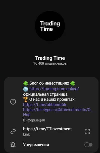 Карточка Telegram-канала Trading Time