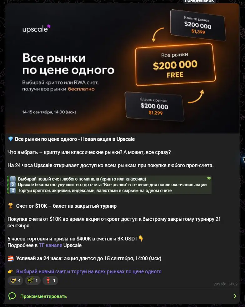 Партнёрская акция с покупкой проп-счёта и конкурсными призами