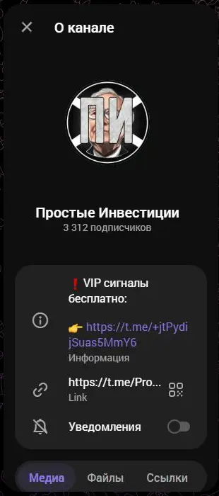 Профиль канала Простые Инвестиции с VIP-сигналами
