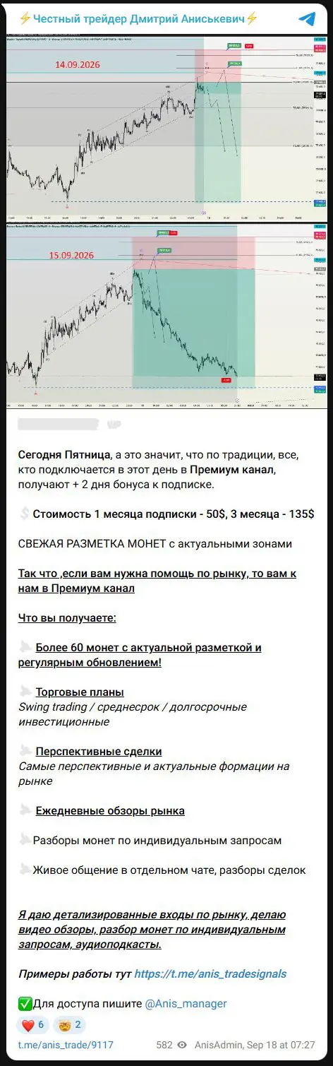 Предложение Premium-канала Дмитрия Аниськевича за 50 долларов в месяц
